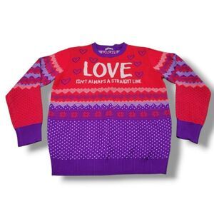 Hulu Sweater Size Medium Love, Victor Hulu Series Knit Sweater Heart Pattern EUC